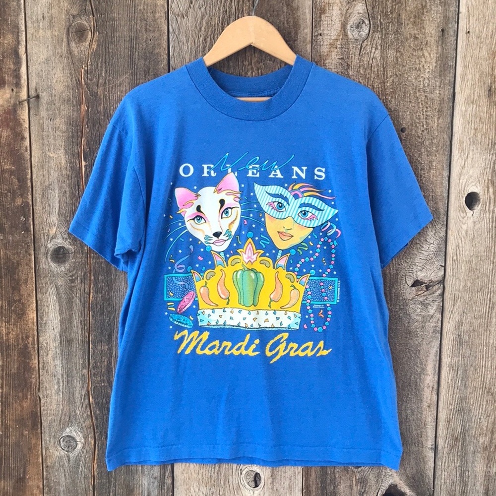 VTG 90s New Orleans Mardi Gras Single Stitch T-Shirt, L